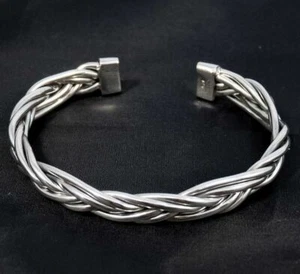 28g HANDWERKLICH GEWEBTE GEFLOCHTENE TRIBAL 925 STERLINGSILBER HERREN DAMEN ARMREIFMANSCHETTE - Bild 1 von 8