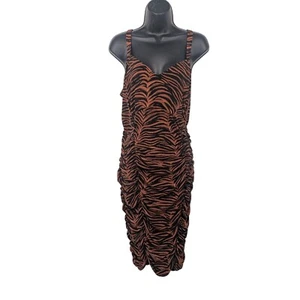 Torrid Retro Chic Midi Bodycon Women Size 1X Animal Print Shirred Glam Cocktail - Picture 1 of 10