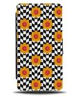 Retro Black & White Chequered Sunflowers Flip Wallet Case Floral Squares DB41