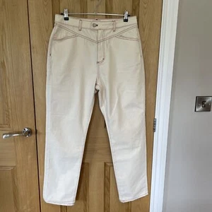 Pantalone French Connection panna rosso punto gambe dritte vita alta nuovo jeans 14 - Foto 1 di 17