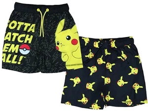 Boys Pokemon Swim Shorts Black Pikachu Real Drawstring Beach Holiday Wear 3 - 12 - Picture 1 of 10