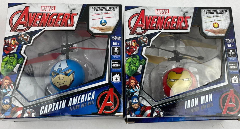 Marvel Avengers Iron Man AND Captain America IR UFO Ball Helicopter - Image 1 of 4