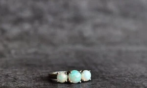 Genuine Ethiopian Round Opal Ring 925 Sterling silver October Birthstone jewelry - Picture 1 of 10