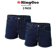 KingGee 2 Pack Stonewash Denim Blue Shorts Reinforced Classic Fit Work K07640