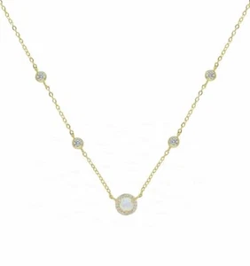 0,30 quilates. COLLAR COLGANTE DE PIEDRA ÓPALO DIAMANTE GENUINO EN ORO 14K JOYERÍA FINA - Imagen 1 de 3