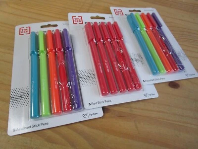 15 QTY -3 packs of 5 Tru Red Quick Dry Gel Stick Pen 0.5 & 0.7mm color & red mix - Image 1 of 4