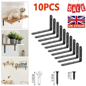10X Heavy Duty Cast Iron L Shaped Wall Mounted Shelf Brackets Support Decor Home - Picture 1 of 13