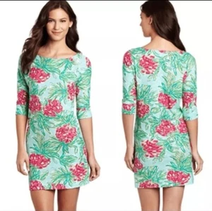 Lilly Pulitzer Sheath Dress Women's XS Cassie Printed Cotton Sandbar Blue Beach - Picture 1 of 17