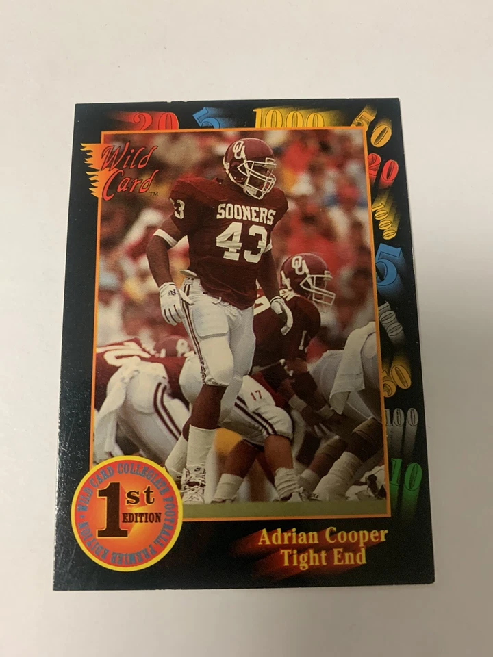 1991 AAA Sports Wild Card 1st Edition Rookie Adrian Cooper Oklahoma Sooners - Image 1 of 1