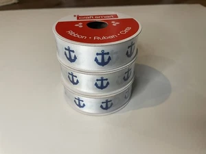 Craft Smart Nautical Anchor Ribbon - 7/8” X 3 Yards - Set of 3 Rolls - Picture 1 of 3