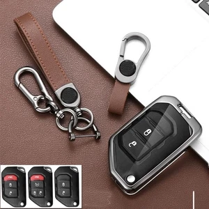 Zinc Alloy Leather Car Smart Key Case Cover For Jeep JT JL Wrangler Gladiator - Picture 1 of 13