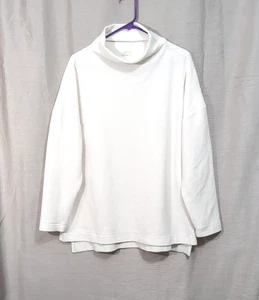 Top A New Day para mujer talla XXL de gran tamaño acanalado cuello alto blanco roto Lagenlook - Imagen 1 de 18