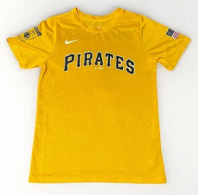 Nike MLB Pittsburg Pirates Kids Boys Yellow Activewear Short Sleeve T Shirt M - Image 1 of 4