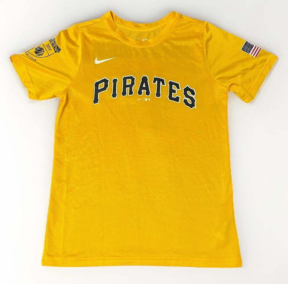 Nike MLB Pittsburg Pirates Kids Boys Yellow Activewear Short Sleeve T Shirt M - Image 1 of 4