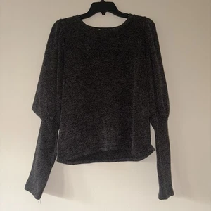 Suéter Zara Negro Gris Tejido Manga Abullonada Para Mujer Talla XL - Imagen 1 de 3