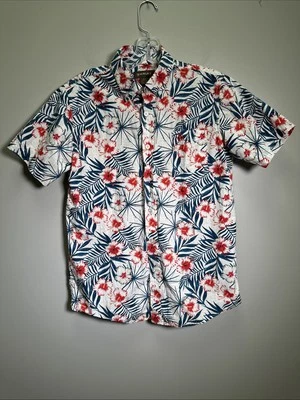 Camisa Ariat Abotonada Manga Corta Jóvenes Niños XL 18 Western Tropical Rojo Azul Foto 1 de 4