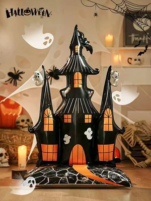 58" Halloween Haunted House Foil Balloon Giant Spooky Horror Castle Party Decor - Image 1 of 4