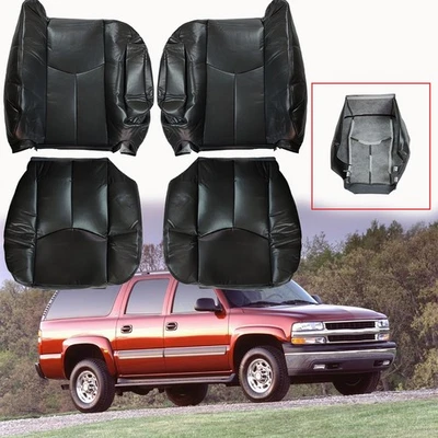 Fundas de asiento delanteras de cuero negras para Chevy Silverado 1500 2004 2005 2006 Foto 1 de 4