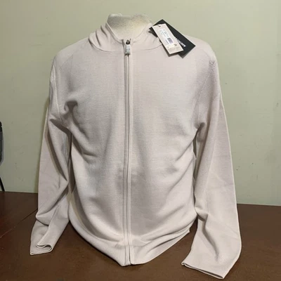 J. Lindeberg Glenmuir Cameron Hooded Full Zip Moonbeam Mens Medium New Sweater - Image 1 of 4