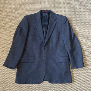 Savile Row Sport Coat Mens 40R(42) Blue Gray Herringbone Lambswool Jacket Blazer - Picture 1 of 13