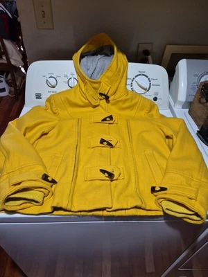 Womens Guess Wool Blend Hooded Large Toggle Coat Jacket Sunshine Yellow - Image 1 of 4