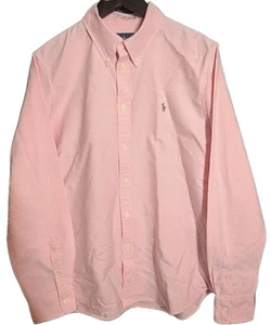 Ralph Lauren Pink Oxford Shirt XL Custom Fit Ivy Style Fleshed Pony Logo - Picture 1 of 10