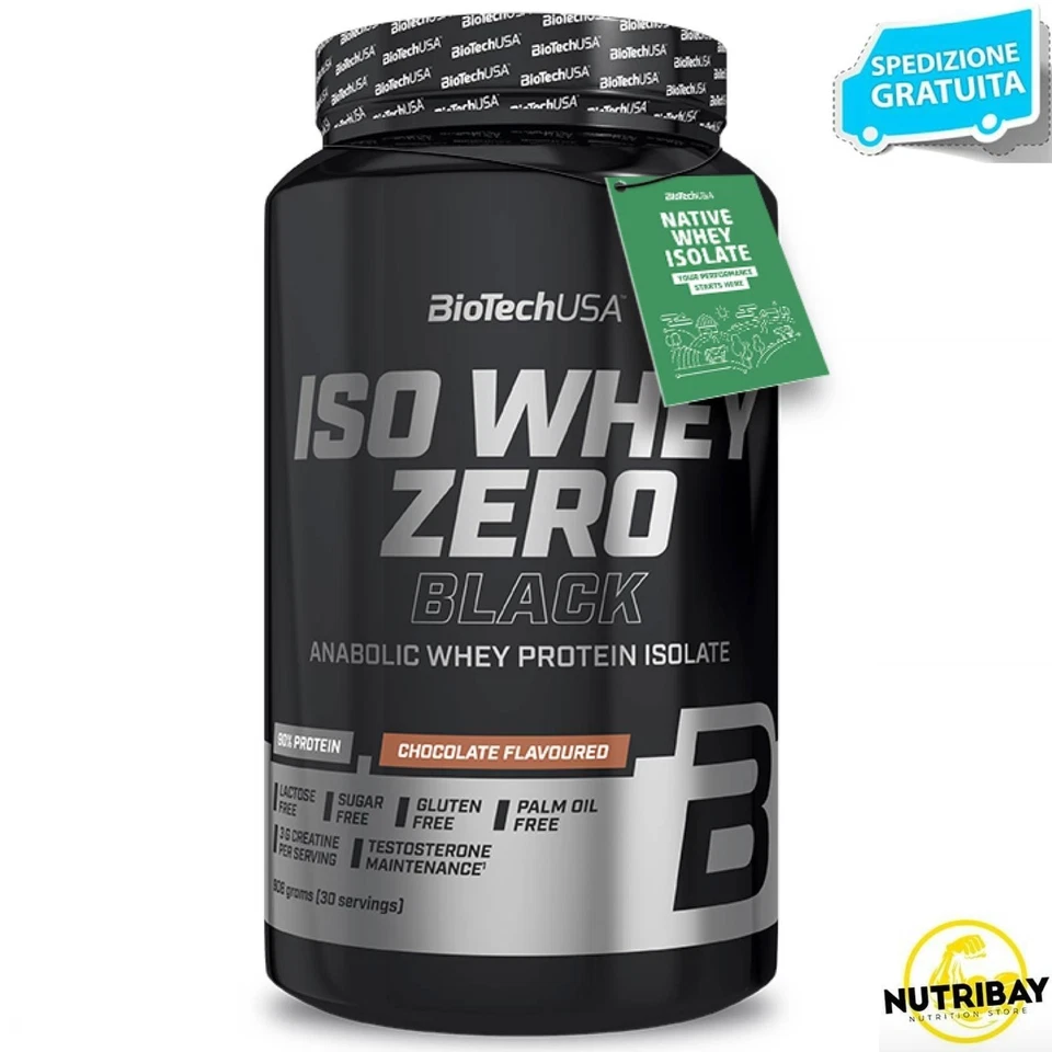 Biotech Iso Whey Zero BLACK 908 gr  PROTEINE ISOLATE 90% CON AMINOACIDI E ZINCO - Immagine 1 di 1