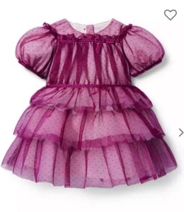 Janie & Jack Burgundy & Pink Tiered Tulle Girls Dress Size 5 - new for $109 - Picture 1 of 4