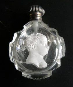 Miniatur PRESSGLAS Flacon, Napolèon-F. J. Bonaparte, wohl BACCARAT 19. Jhdt. - Bild 1 von 3