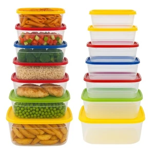 Set 7 contenitori per alimenti cibo in plastica con coperchio Contenitore Frigo - Foto 1 di 8