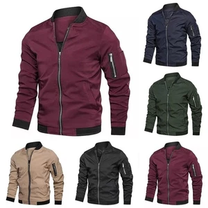 Spring Autumn Essential Men's Lightweight Solid Color Windbreaker Jacket - Picture 1 of 33