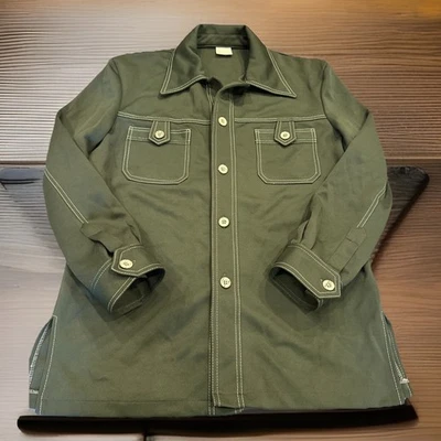 Vtg Kings Road Sears Shirt Men L Green Perma Prest Long Sleeve Button Up Shirt - Image 1 of 4