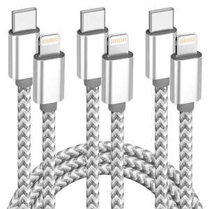 Paquete de 3 USB C 6 PIES Apple Mfi Certificado iPhone Cargador Rápido a Cable Lightning  - Imagen 1 de 9