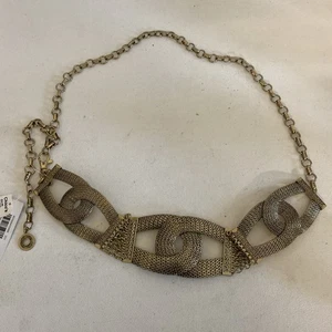 Cinturón de cadena de eslabones de malla entrelazada de metal dorado CHICO'S se adapta a cintura de hasta 44" nuevo con etiquetas - Imagen 1 de 5