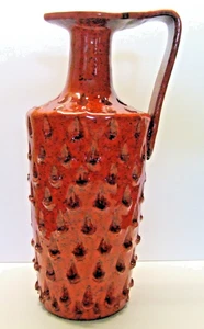 HOHE STUDIOKERAMIK FRATELLI FANCIULLACCI ERDBEER VASE ROT ITALY MIDCENTURY 27cms - Bild 1 von 9