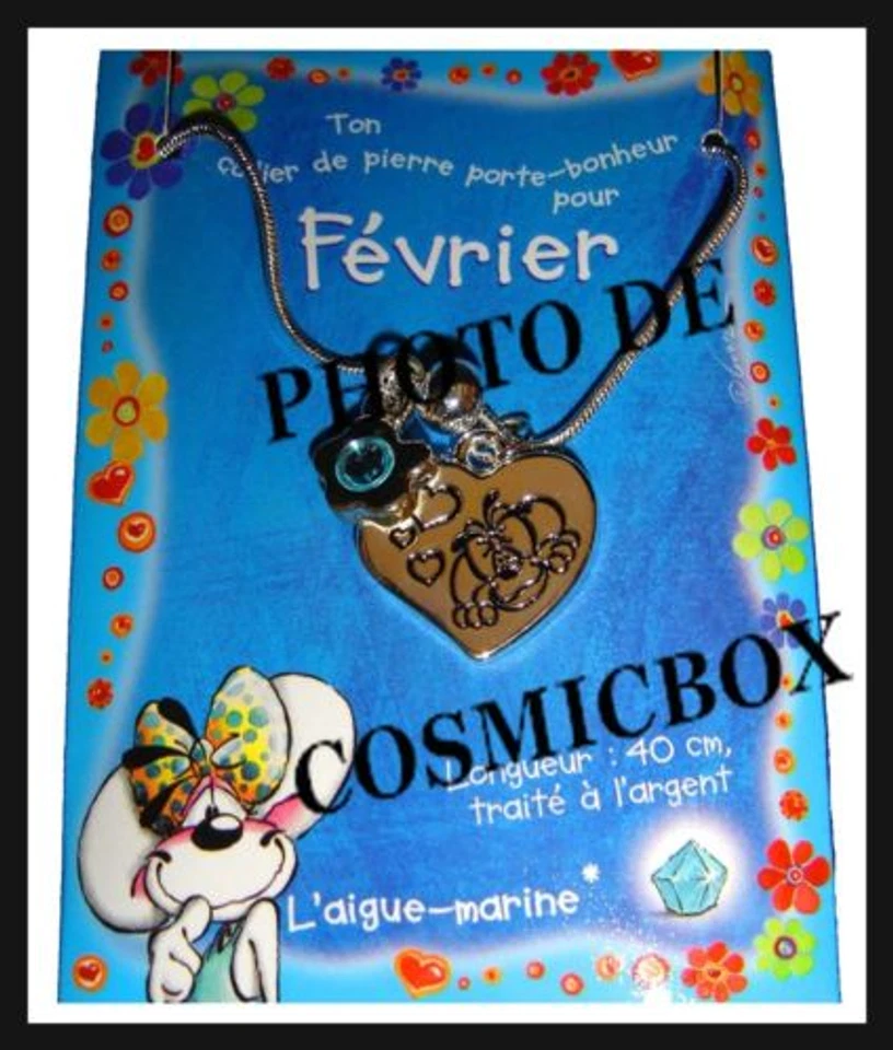 COLLIER pendentif & chaine DIDDL Diddlina Aigue Marine bijoux filles février