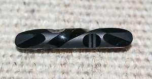 Vintage T-Bar C-Clasp Brooch Pin Black Carved Stone 1 ¾” x 5/8” - Picture 1 of 7