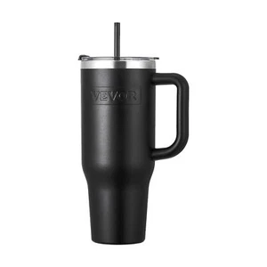 40 oz Insulated Water Bottle Stainless Steel Coffee Cup Handheld Black - Picture 1 of 11
