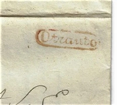Italy: 1849; Paper prephilatelic w/mark OTRANTO in oval line red, XF, EBIT014 - Image 1 of 2