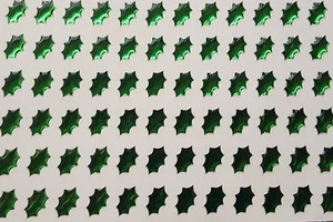 196 ! Self Adhesive Green Holly Leaf Gems Stickers for D I Y Card Craft  5mmx7mm - Picture 1 of 5