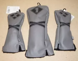 (3 Set) Izzo Golf Premium Club Headcover Set Gray/Black Driver & 2 Fairway Wood - Picture 1 of 4