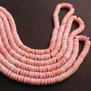 1 Strand Pink Opal Smooth Heishi Wheel Briolettes - Gemstone Briolettes - 8mm-7m - Picture 1 of 5
