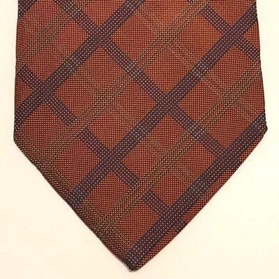 ALTEA MILANO Men's Tie Rust Brown Plaid Check 58L 3.75W EUC ITALY Retail - $140 - Image 1 of 4