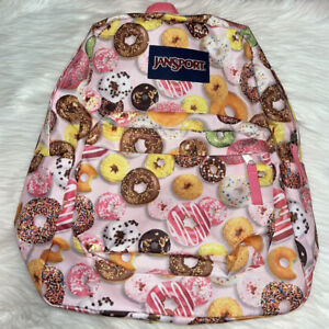NEW JanSport SuperBreak Pink Multicolor Donut Printed Backpack