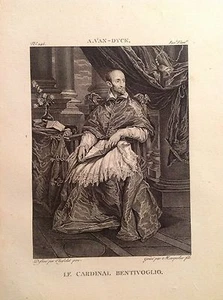 CARDINALE BENTIVOGLIO D'ARAGONA Incisione originale XIX secolo A. VAN-DYCK - Picture 1 of 1