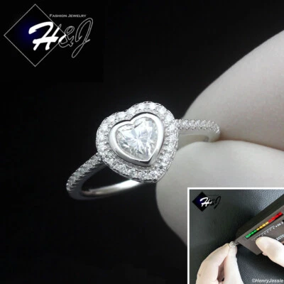 ANILLO DE COMPROMISO MOISSANITA CORAZÓN 0,8 QUILATES PLATA ESTERLINA 925 SÓLIDA PARA MUJER*MR230 Foto 1 de 4