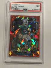 2021 Panini Prizm #339 Jaylen Waddle Rookie card Red Ice RC PSA 9 Mint Dolphins