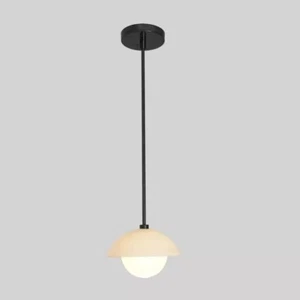 Mid Century Modern Brass Case Pendant Light Fixture - Picture 1 of 6