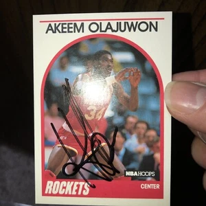 HAKEEM OLAJUWAN Signed Nba Hoops card 1989 Auto HOUSTON ROCKETS AUTOGRAPH rc HOF - Picture 1 of 11