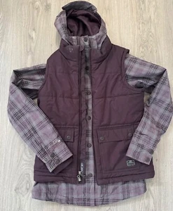 NIKE Coat Jacket Women M Blue Snowboard BELLEVUE Ski Winter Snow Plaid Storm Fit - Picture 1 of 4